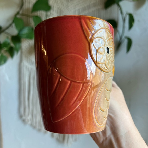 Cottagecore Owl Mug 🦉 Red & Tan Ceramic Coffee Cup by Elite Couture 🌿 Boho Cozy - Picture 8 of 8